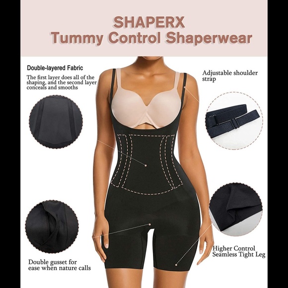 Women’s SHAPERX Shapewear Fajas Seamless Bodysuit Shorts - Picture 3 of 8